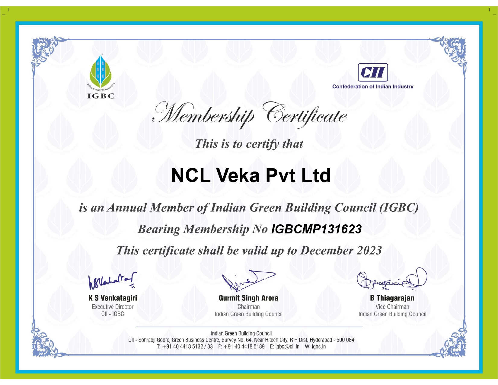 Lesso SRIRAM Certificate